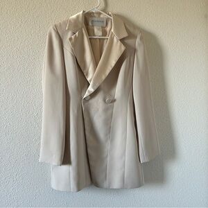 HUGO BUSCATI 100% Silk Blazer Women’s 6 VTG Cream Mixed Media Contemporary
